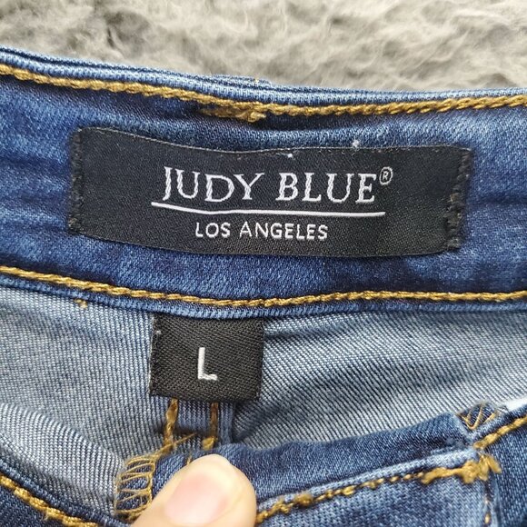Judy Blue Shorts Womens Large Blue Cuff Hem Stretch Denim - Picture 2 of 11